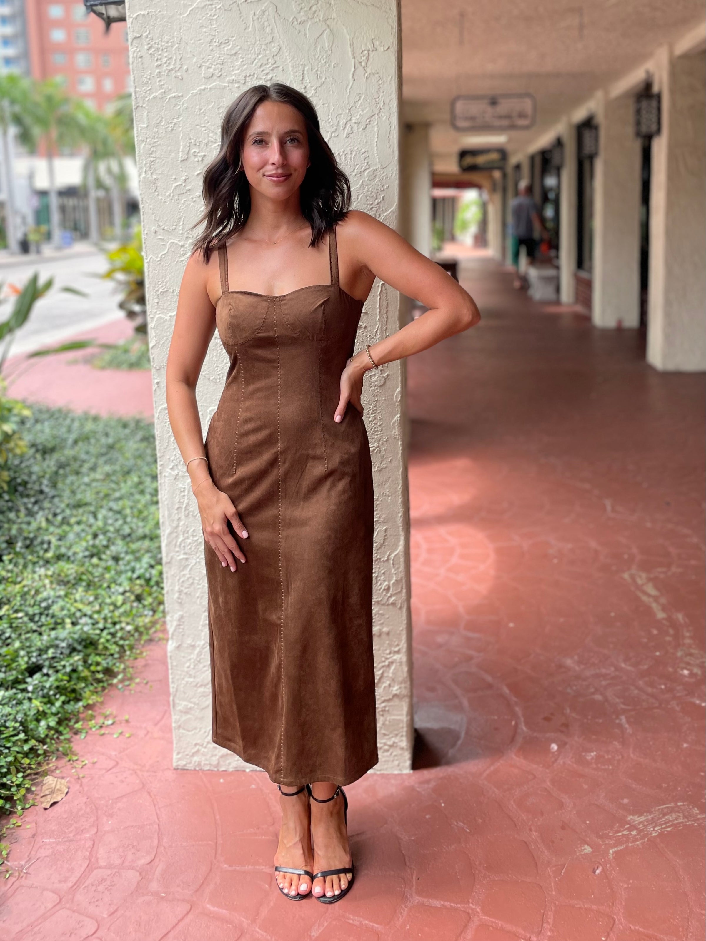 Olivia Suede Midi Dress Influencestyle Olivia Suede Midi Dress Influencestyle