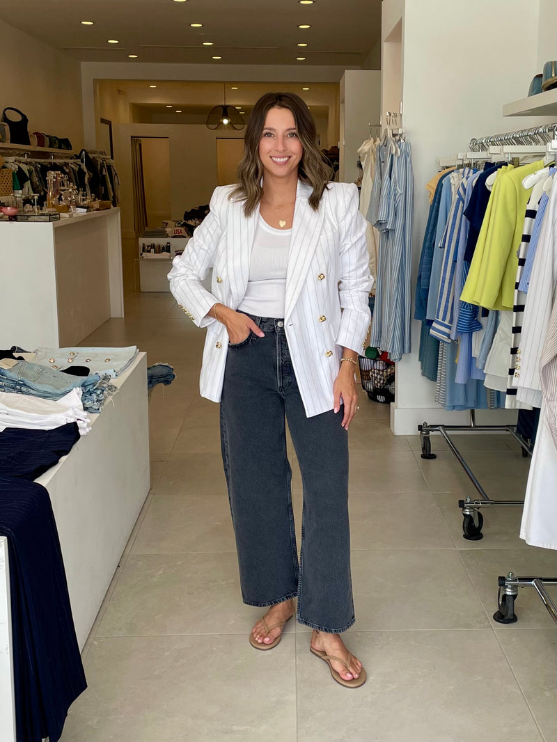 Arielle Pinstripe Linen Blazer