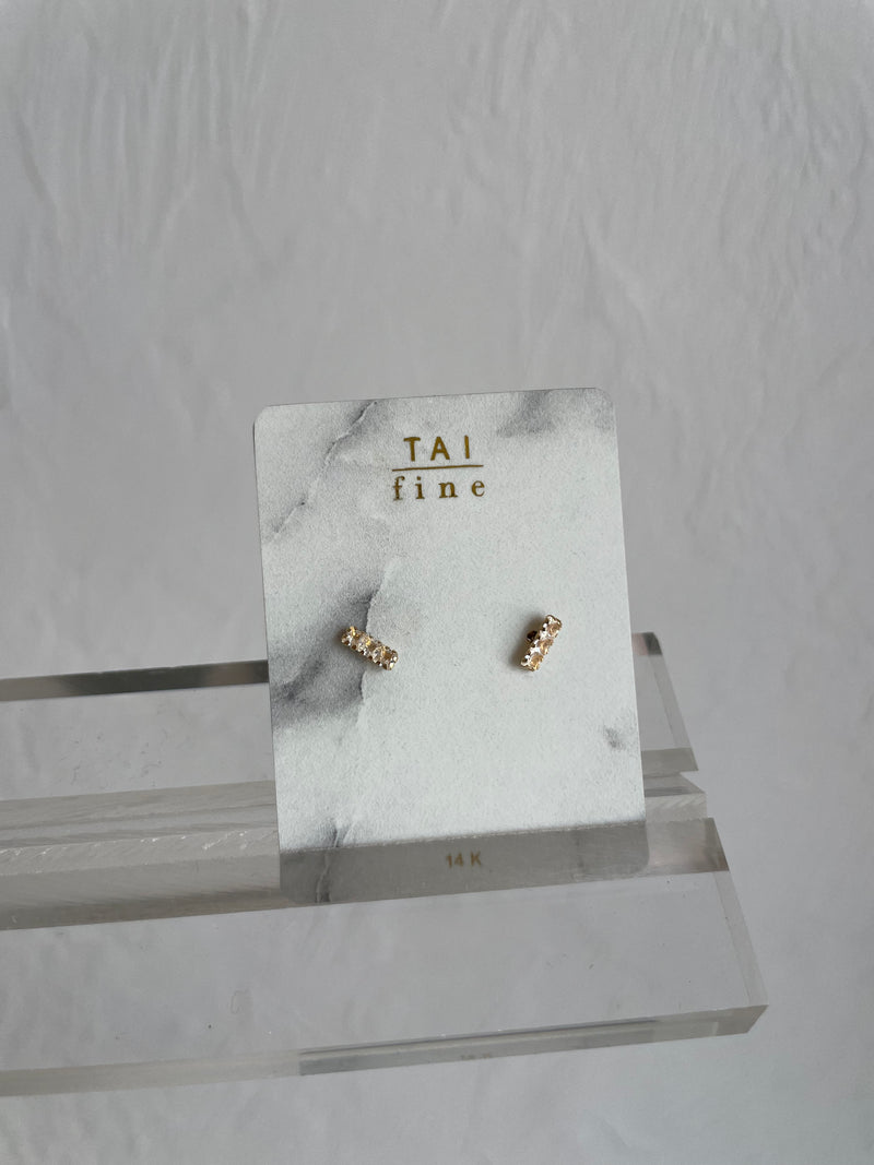 14k Topaz Bar Studs