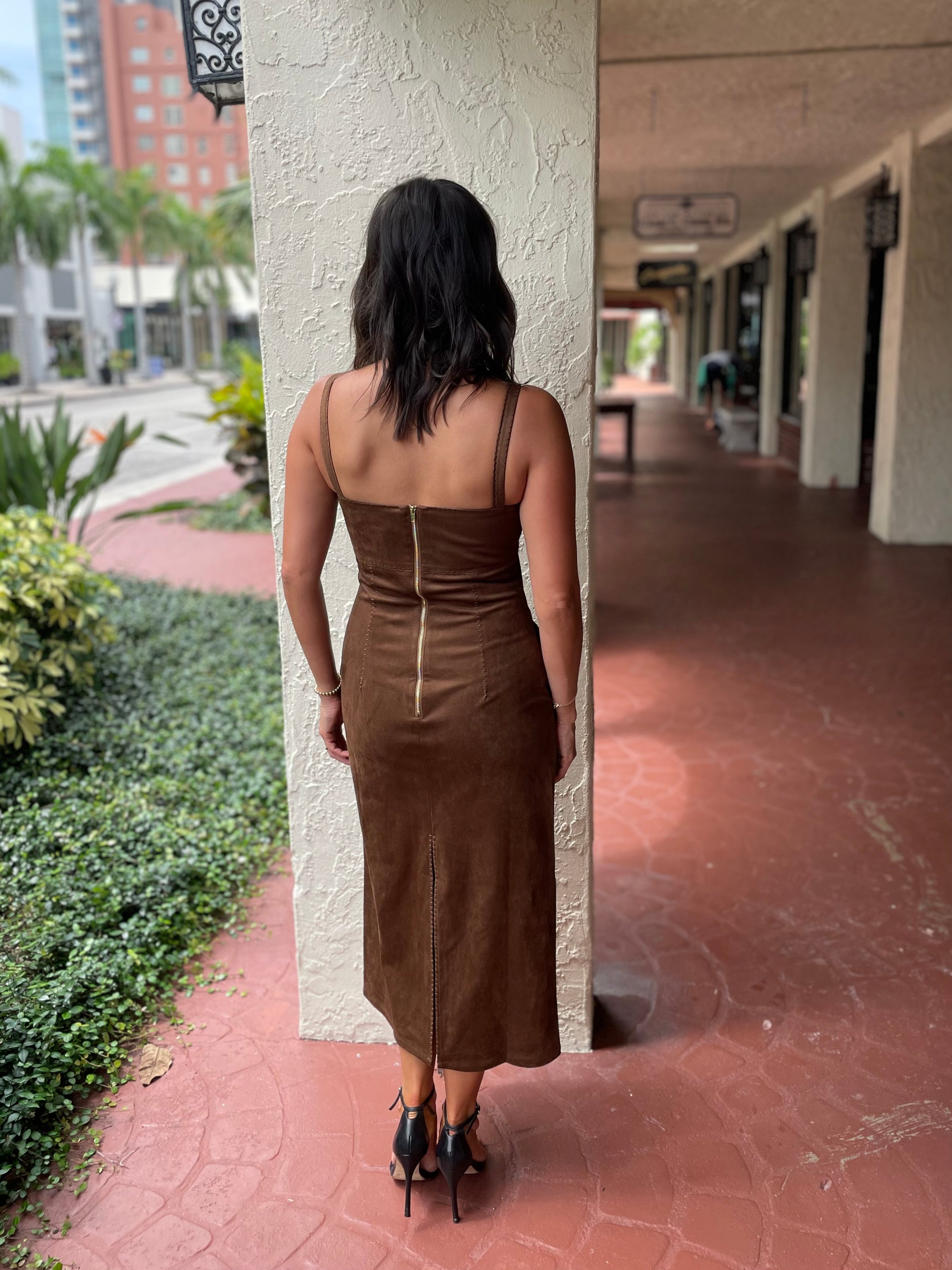 Olivia Suede Midi Dress Influencestyle Olivia Suede Midi Dress Influencestyle