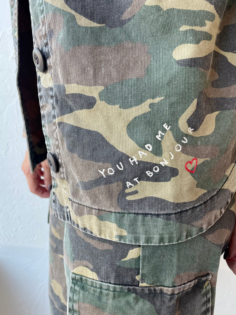 Bonjour Camo Crop Button Down