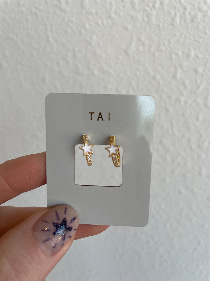 Enamel Star/CZ Huggies