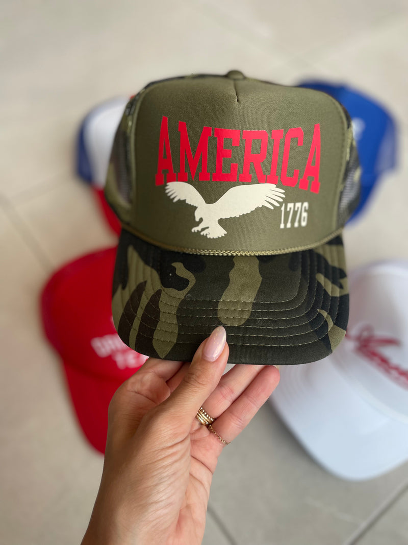 America + Eagle Trucker Hat