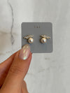 Double CZ Bar with Pearl Earring