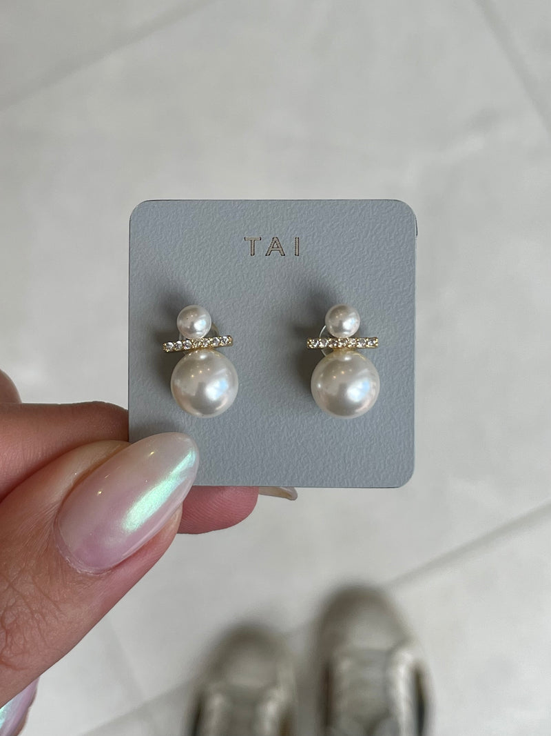 Pearl Drop with CZ Bar Earring