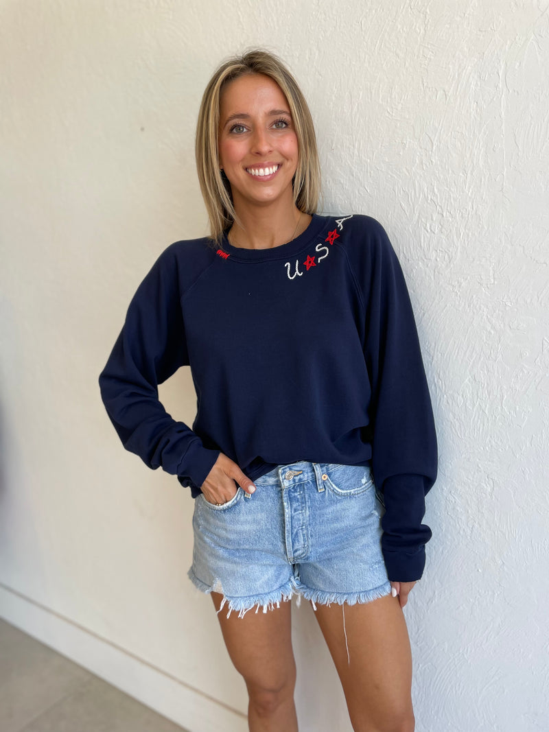 USA Embroidered Sweatshirt / 5 COLORS