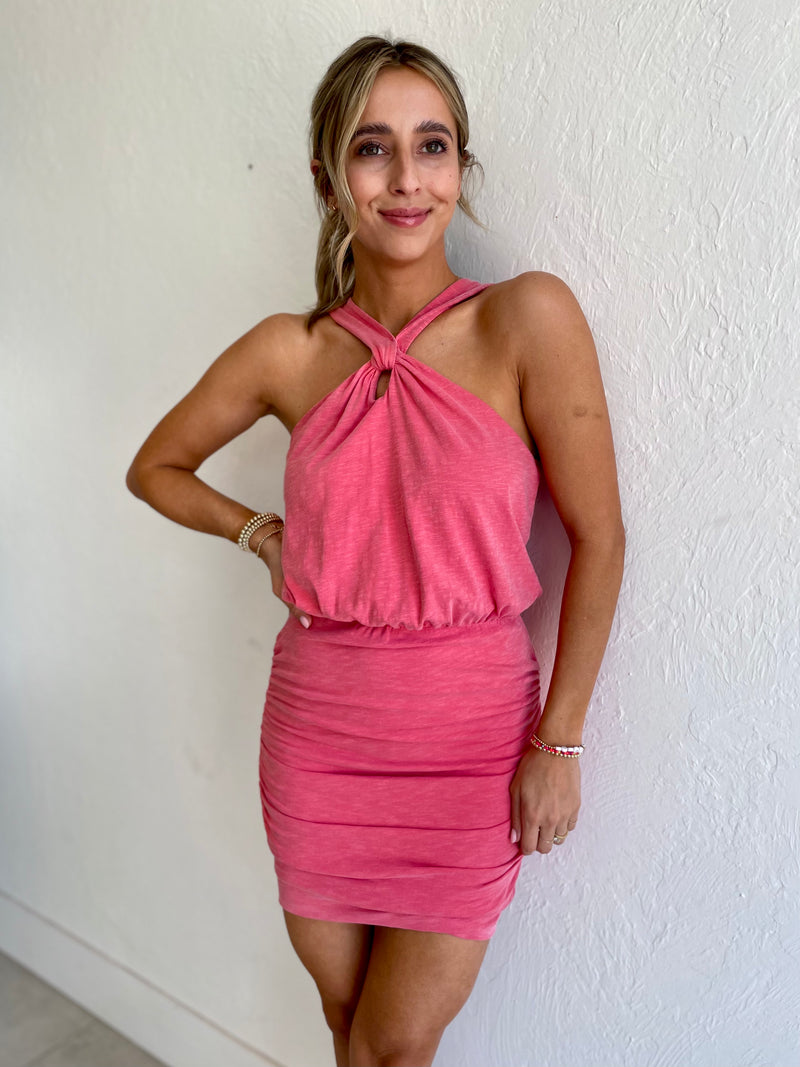 Keyhole Ruched Dress