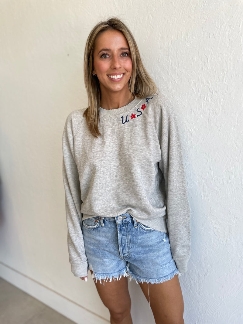 USA Embroidered Sweatshirt / 5 COLORS