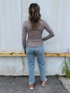 Supima Slub L/S Shirred Top / Mocha