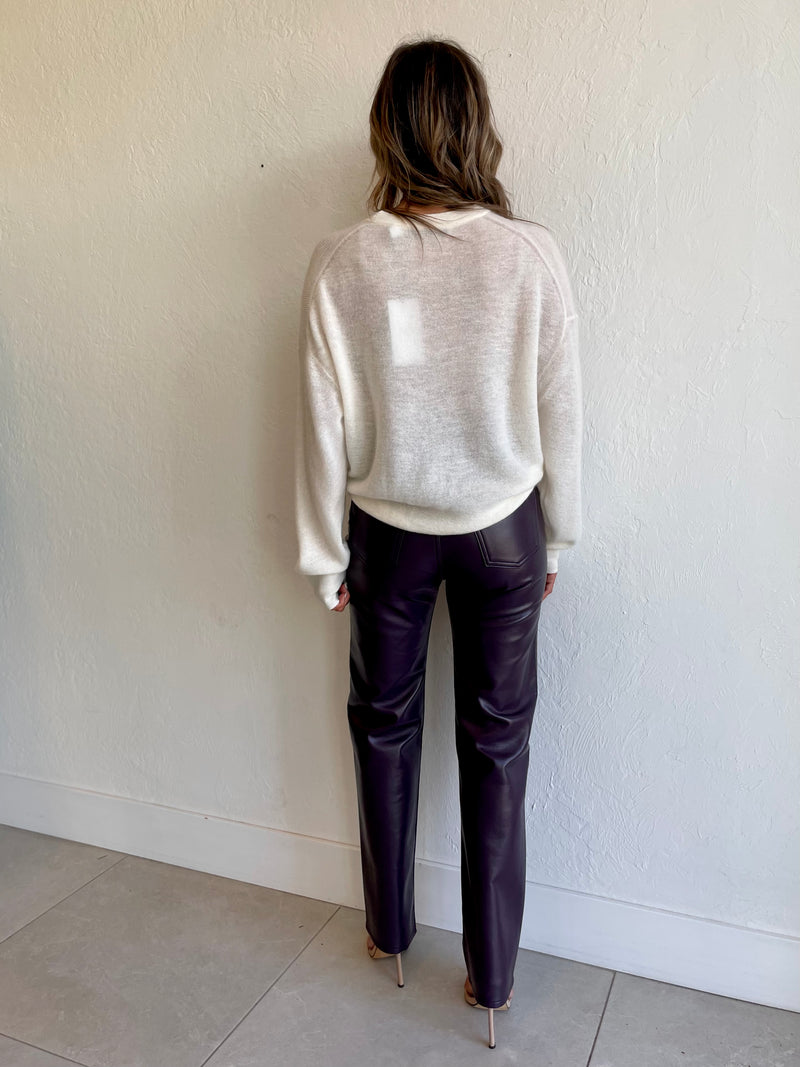 90s Recycled Leather Pinch Waist / Nightshade