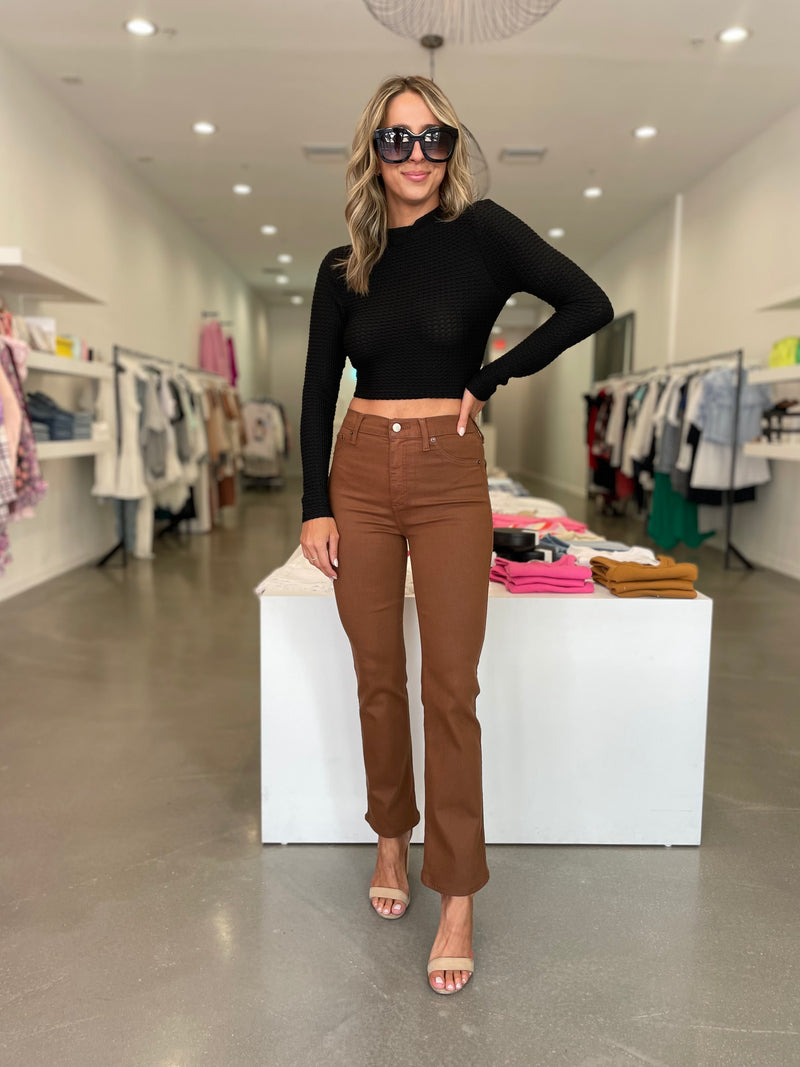 Lennon High Rise Crop Boot / Cognac