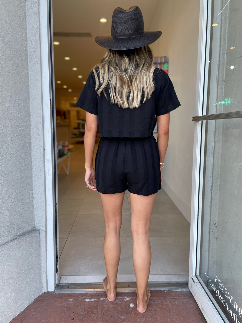 The Cropped Cabana Shirt / Blackout