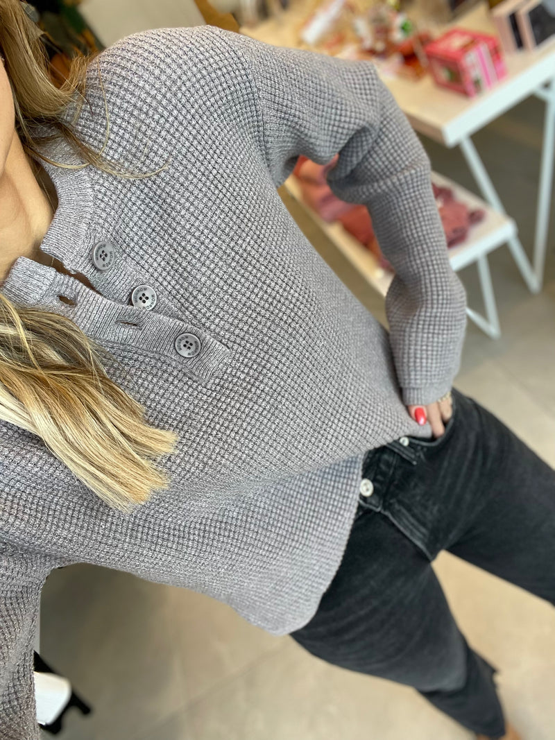 Supersoft Sweater Waffle Henley