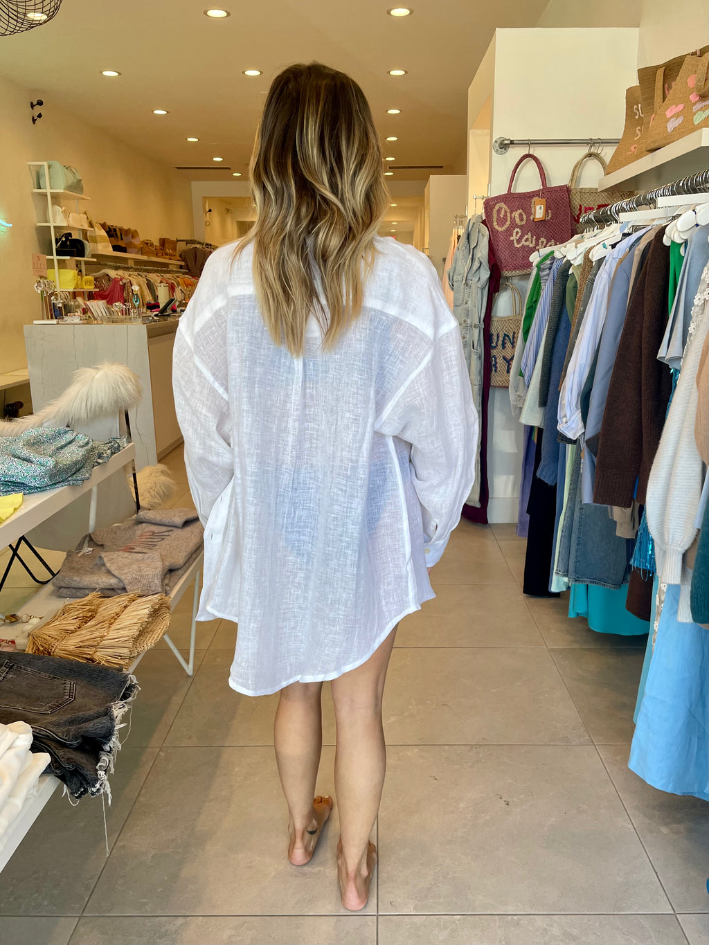Playa Linen Oversized Shirt Dress