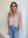 L/S V Neck Crop Pullover