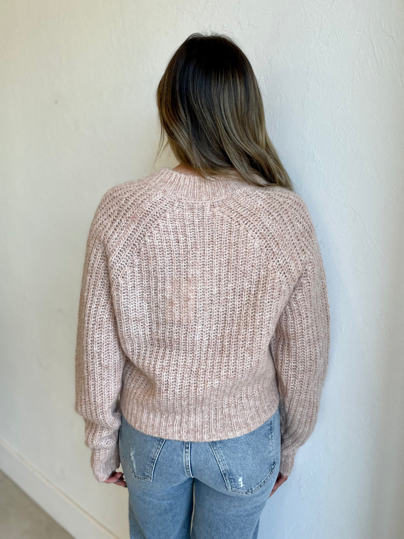L/S V Neck Crop Pullover