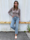Supima Slub L/S Shirred Top / Mocha