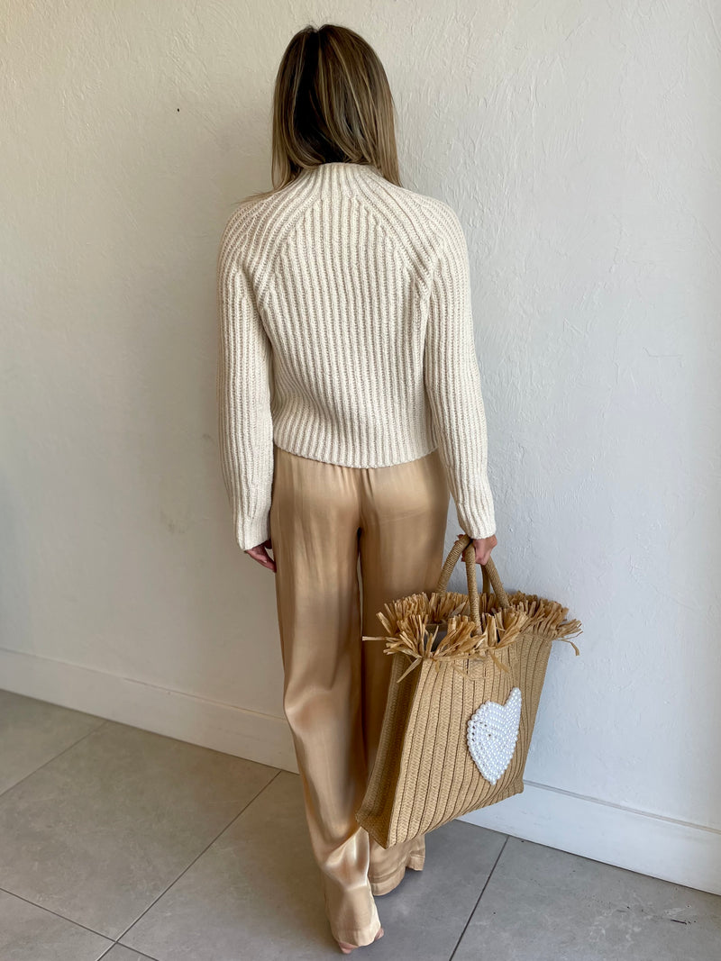 Open Mock Neck Long Sleeve / Natural