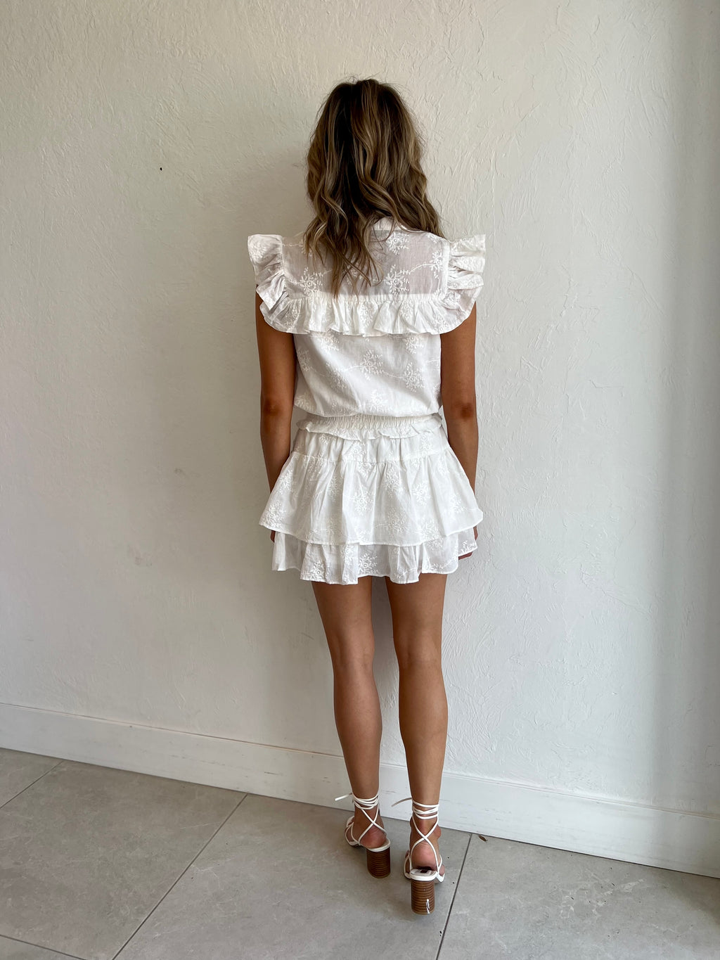 Jodie Ruffle Dress / White