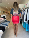 Mila Vegan Leather Skirt / Red