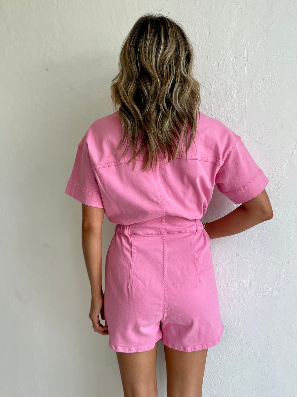 Millie Denim Romper / Pink