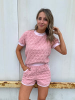 Quilted Knit Short Sleeve Top