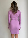 Silk Knit L/S Twist Dress / Orchid Flower