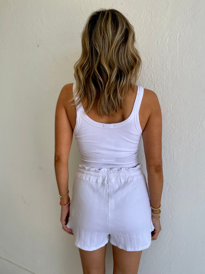Thalia Rib Shorts / White