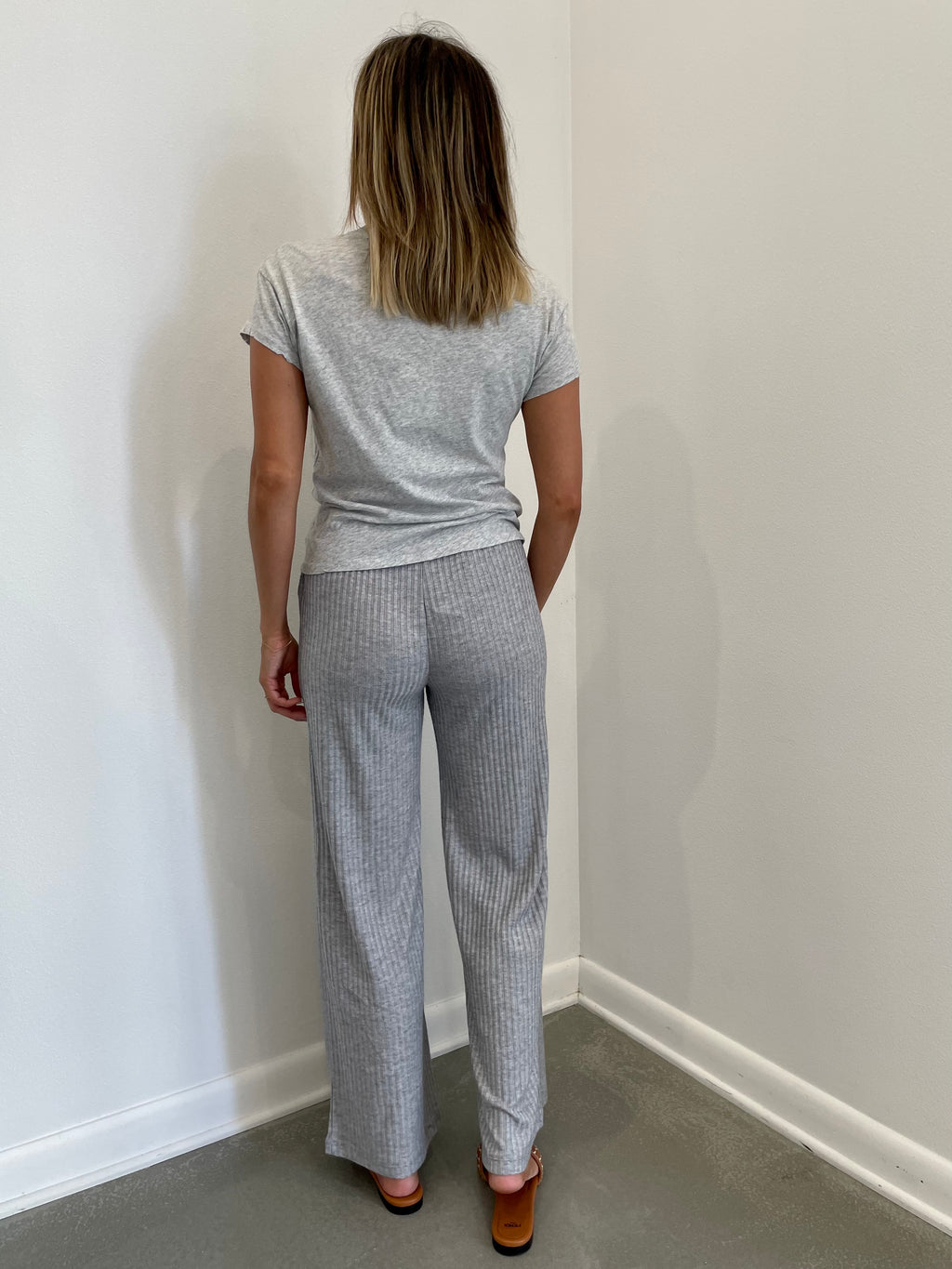 Geri Wide Rib Pant / Heather Grey